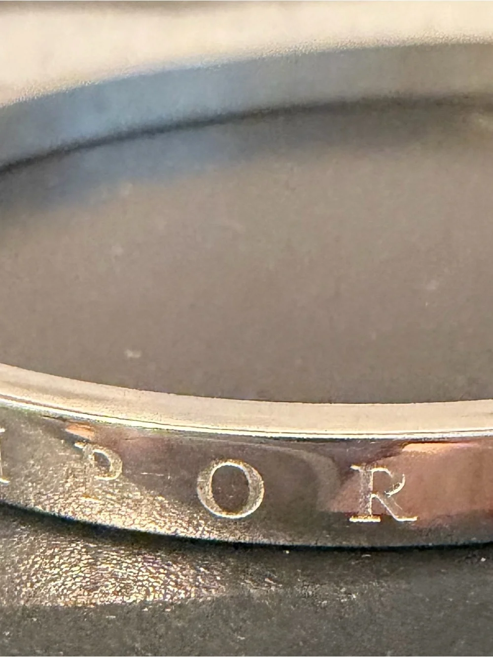 Emporio Armani Stainless Steel Engraved Bangle Bracelet - Silver